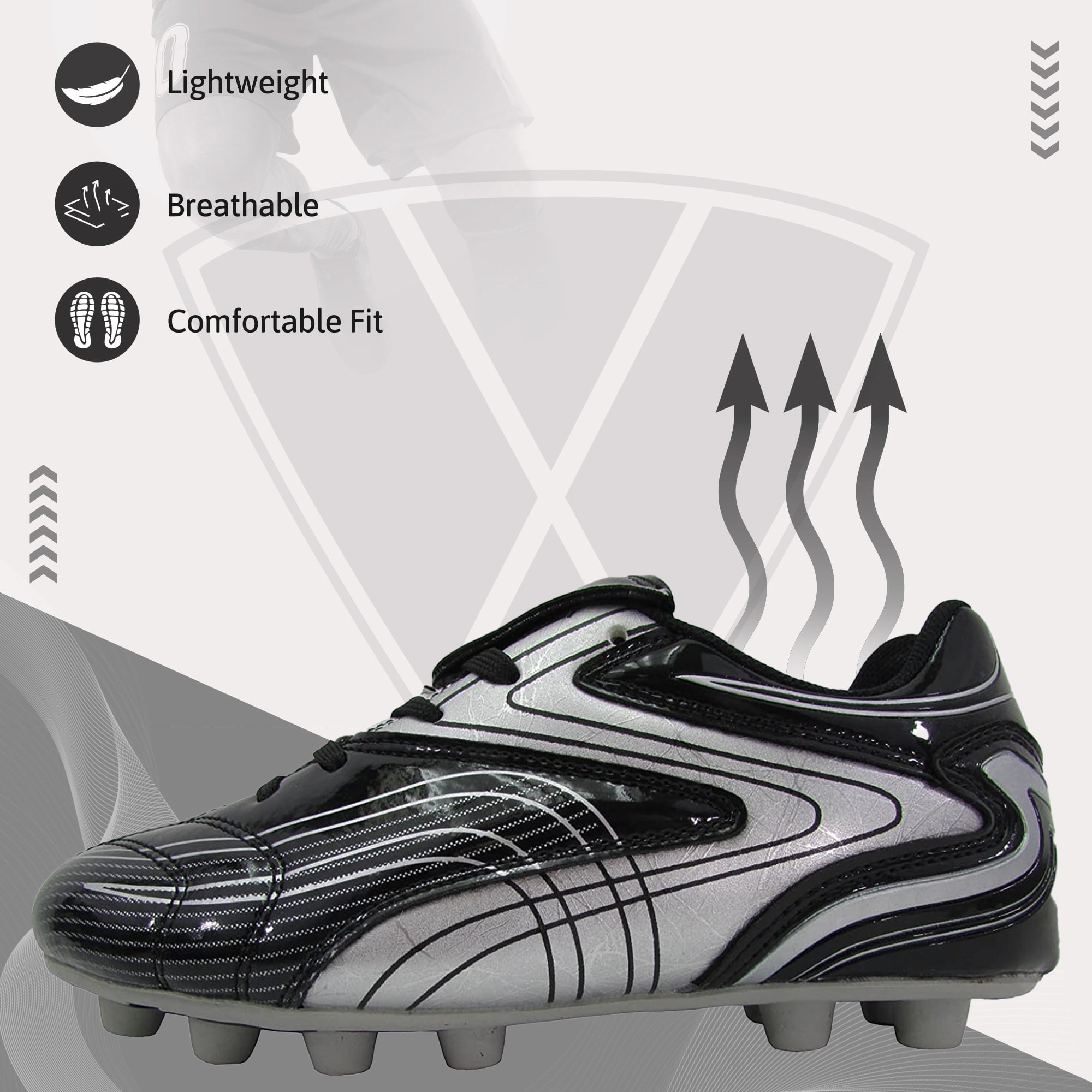 Vizari FG Soccer Cleats for Men & Women | Comfortable Outdoor Football Shoes for Training & Matches - Black, 6.5