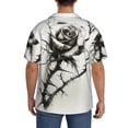 thumbnail image 3 of Fotbe Black And White Rose Camisa Estampada de Manga Corta para Hombre, Casual de Verano, Estilo Playero, Sin Arrugas-3X-Large, 3 of 5