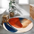 thumbnail image 3 of Round Rugs 3.3Ft, Navy Blue Burnt Orange Round Area Rug Washable Indoor Throw Carpet, Artwork Geometric Retro Soft Non Slip Circle Rug for Laundry Room Patio Home Decor Aesthetic, 3 of 8