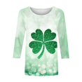 thumbnail image 4 of FAIWAD T-Shirts de la Saint-Patrick pour Femmes Grande Taille Manches 3/4 Imprimé Trèfle Chandail Tendance Col Rond Tops Quotidiens, 4 of 4