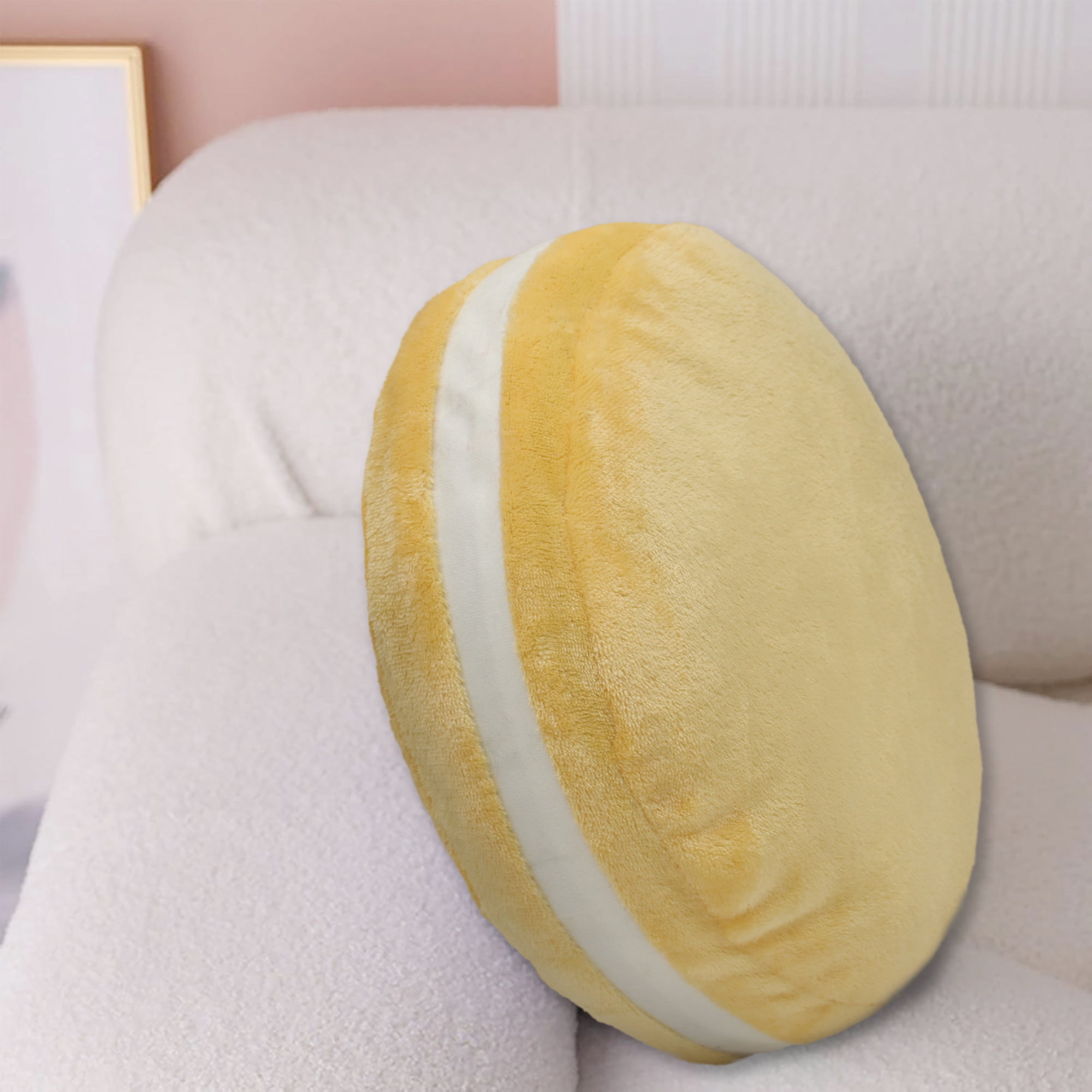 Mainstays Plush Macaron Shaped Throw Pillow, 12" Round, Yellow