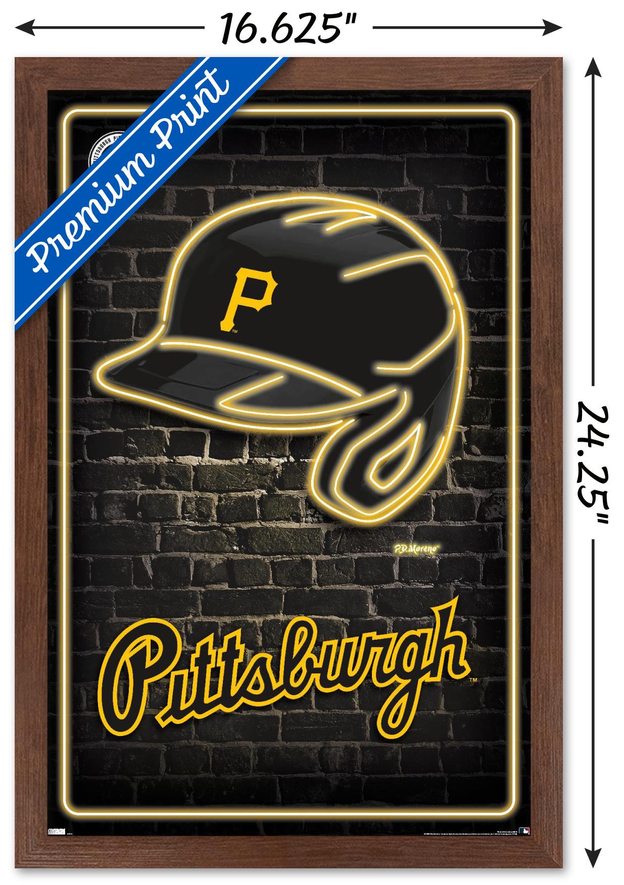 MLB Pittsburgh Pirates - Neon Helmet 23 Wall Poster, 14.725" x 22.375" Framed