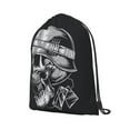 thumbnail image 2 of XMXT Unisex Drawstring Backpack for Women Men, Helmet Wearing Skull Print Waterproof Gym Bag String Bags for Shopping Sport Travel, m, 2 of 8