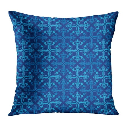 Light Blue Fleur De Lis - ECCOT Green Abstract Blue Lily Fleur De Lis Billboard Broadsheet Emblem LYS Flora Pillow Case Pillow Cover 18x18 inch