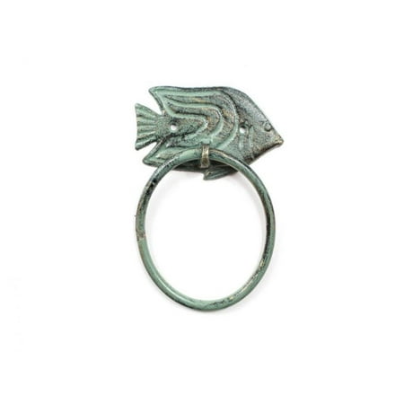 Antique Bronze Accessories - Antique Seaworn Bronze Cast Iron Angel Fish Towel Holder 6.5