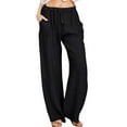 thumbnail image 1 of LUXUR Ladies Leggings Solid Color Bottoms Pockets Yoga Pants Long Jeggings Drawstring Trousers Black M, 1 of 7