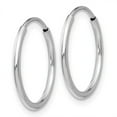 thumbnail image 2 of 14k White Gold Hollow tube Polished Endless Tube Hoop Earrings 16x16mm Wide 1.2mm Thick Hoop Earring for Women, 2 of 4