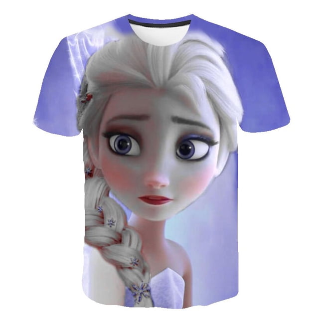 2-14 años niña Frozen Anna Elsa dulce camisetas niñas ropa Disney dibujos animados camiseta niños verano manga corta cumpleaños regalos 10T Gao Jinjia LED