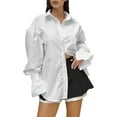 thumbnail image 2 of Button Down Shirt for Women Long Sleeve Blouses Tops Business Casual Work Outfits White S, 2 of 7