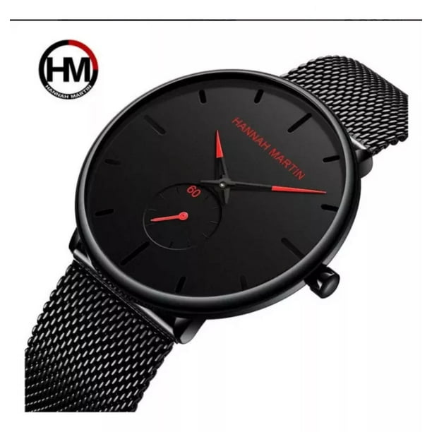 Reloj Hannah Martin De Cuarzo Resistente Al Agua Color del fondo Rojo preto