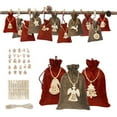 thumbnail image 1 of Bewildely 24 bolsas de calendario de Adviento de Navidad, bolsa de embalaje para el hogar, bolsa pequeña con cordón interesante DIY, contenedor Kits de decoración para fiestas, 1 of 6