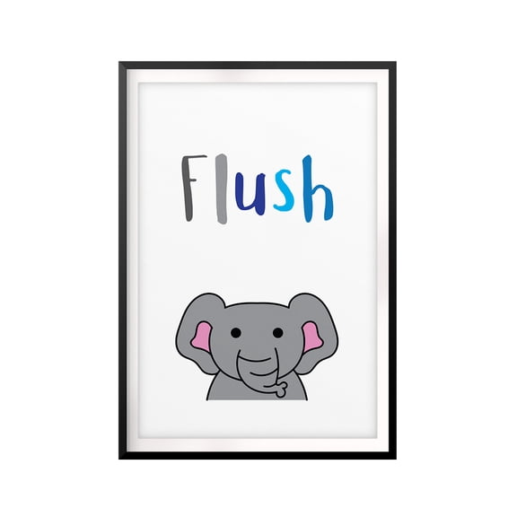 Designs ByLITA Flush Reminder Cute 5 x 7 UNFRAMED Print Kids Bathroom Wall Art