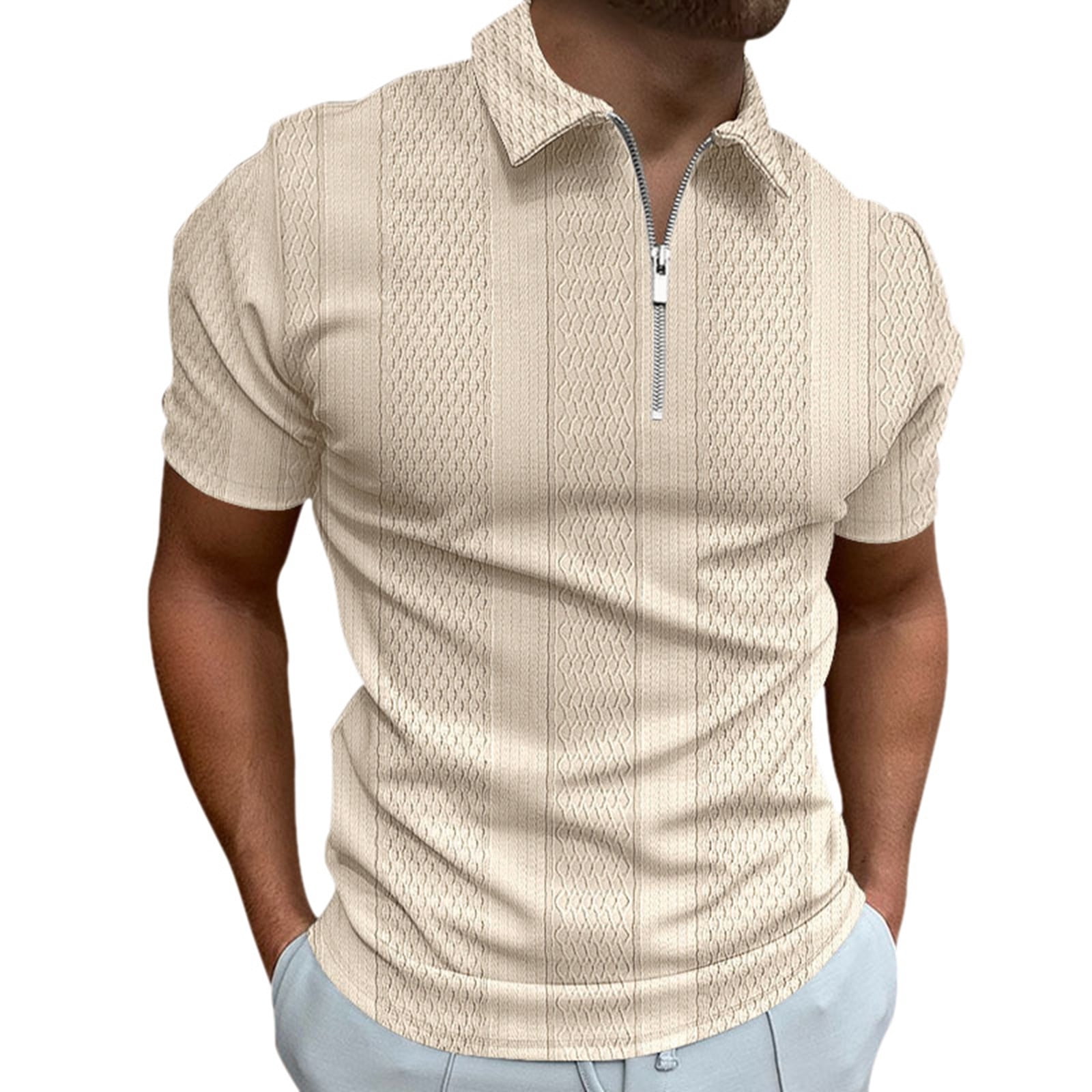 adviicd Golf Shirt for Men Mens Golf Shirt Short Sleeve Performance Moisture Wicking Dry Fit Polo Shirts for Men Beige XL
