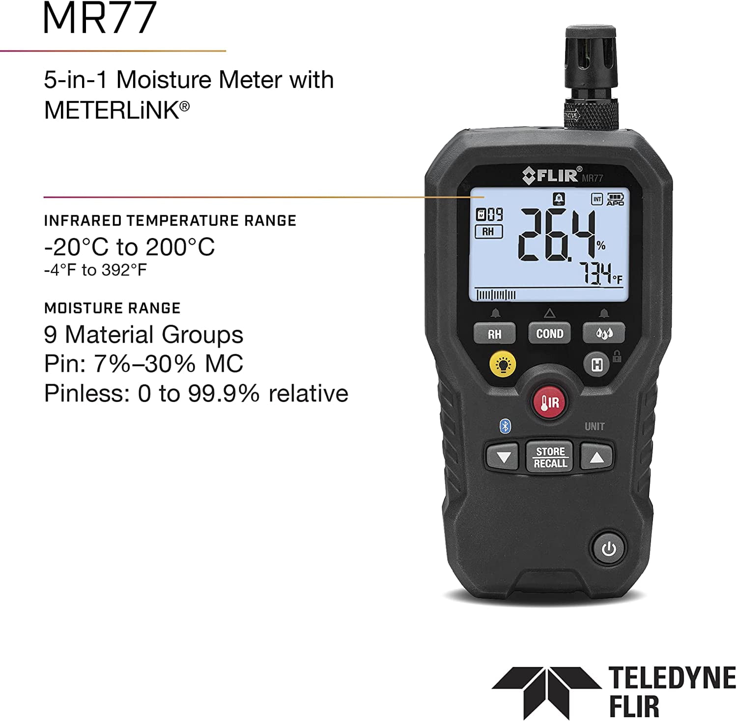 Flir Pinless Moisture Meter + Ir Thermometer And Meterlink