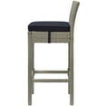 thumbnail image 2 of Modern Contemporary Urban Design Outdoor Patio Balcony Garden Furniture Bar Side Stool Chair, Rattan Wicker, Navy Blue Light Gray, 2 of 3