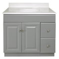 thumbnail image 6 of Design House 585414 Wyndham 2-Door 2-Drawer Bathroom Vanity with Cultured Marble 4 in. Centerset Solid White Top, Unassembled, 37x22, Gray, 6 of 26