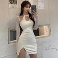 thumbnail image 3 of Mode Femmes Manches Longues Sexy Licou Mini Robe Bodycon Parti Clubwear Mini Robe, 3 of 8