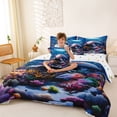 thumbnail image 3 of spefrowx Dreamy Sea Axolotl Twin Bedding for Kids, Vibrant Coral Jellyfish Shark Bedding Comforter Set, Polka Dot Reversible, 7pcs, 3 of 6