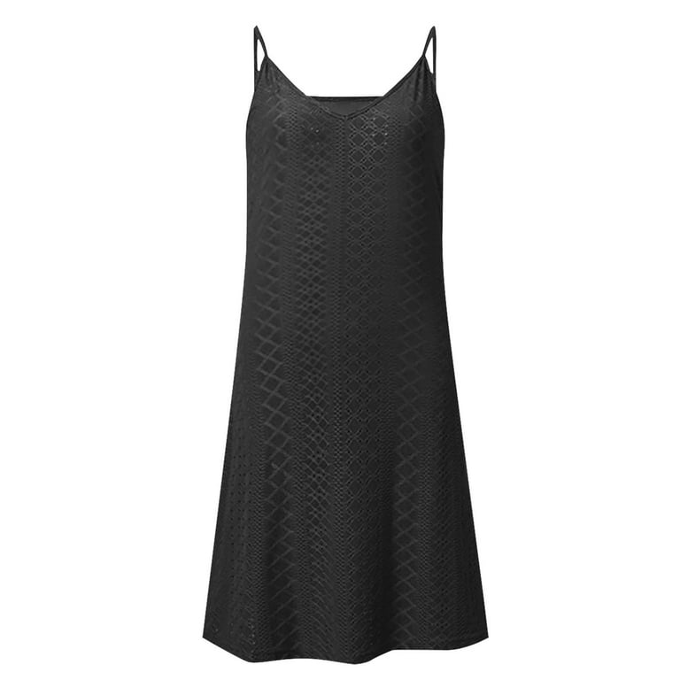 Coorders Strappy Midi DressSleeveless V-Neck Mesh Dress for Women's and  Women's Plus, Black,Size,S - Walmart.com