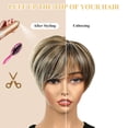 thumbnail image 2 of Extensiones De Pelo Corto Para Mujeres Con Adelgazamiento, Gran Cobertura Total Con 3 Pinzas, Flequillo Fino (Rubio Con Reflejos Castaños), Rubio Con Reflejos Castaño Oscuro, 2 of 5