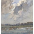 thumbnail image 3 of Frans Smissaert 12x13 Black Modern Framed Museum Art Print Titled - River Landscape with Church Tower, at Storm (1872 - 1944), 3 of 5