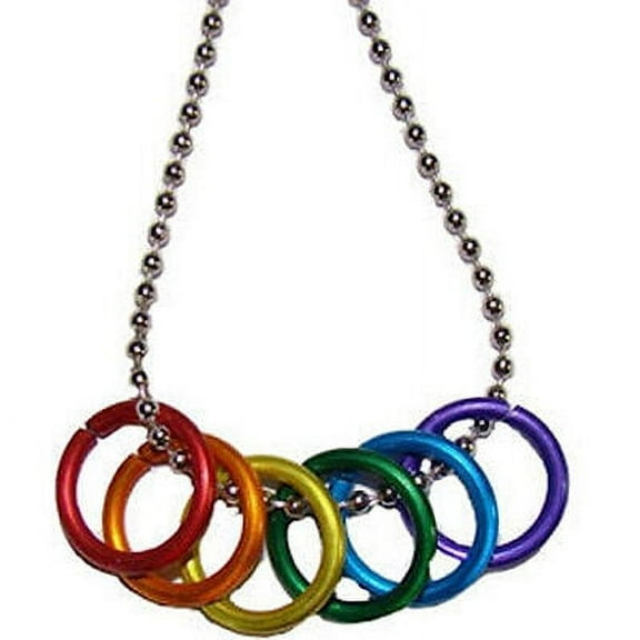 Pride Shack 0.75" Rainbow Freedom Rings Necklace. Gay & Lesbian LGBT Pride Chain