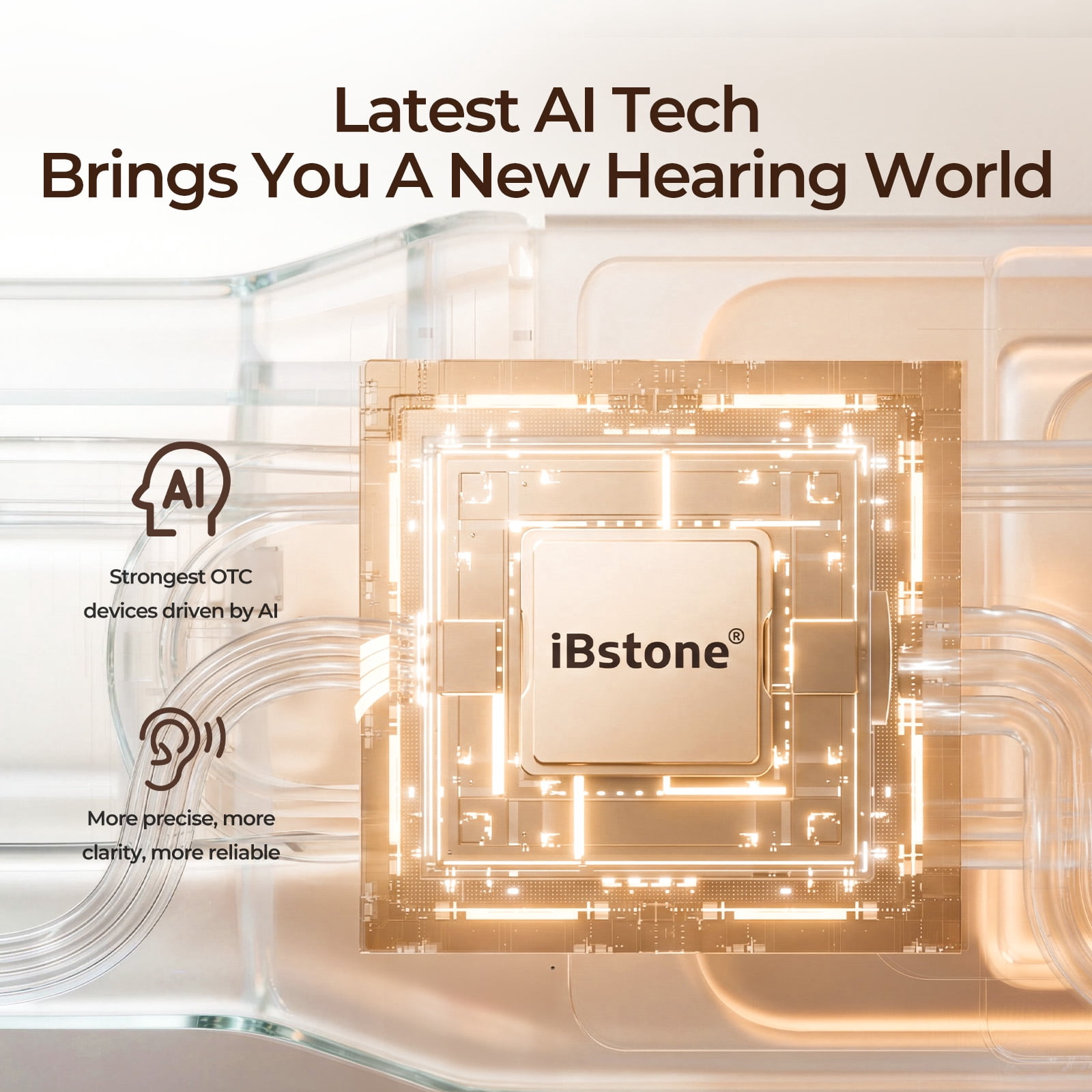 iBstone AuraLink Bluetooth OTC Hearing Aids for Seniors Adults, App-Controlled for Precise Fitting, AI Noise Reduction, Bluetooth 5.4 for Phone Call & Music Streaming, Pair