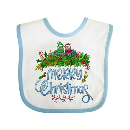 

Inktastic Merry Christmas- Birds Nesting Gift Baby Boy or Baby Girl Bib