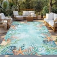 thumbnail image 2 of Coastal Outdoor Rug for Patio/Deck/Porch, Non-Slip Large Area Rug 3 x 5 Ft, Summer Nautical Beach Coral Starfish Blue Ombre Indoor Outdoor Rugs Washable Area Rugs, Camping Rug Carpet Runner, 2 of 8