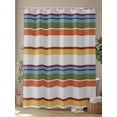 thumbnail image 4 of Fsddascl Orange Blue Striped Shower Curtain Set - Long 72" x 84" Washable Bathtub Curtain with 12 Hooks, Farmhouse Vintage Stripe Waterproof Fabric Stall Shower Curtains for Bathroom/Bathtub Décor, 4 of 6