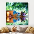 thumbnail image 3 of wall26 Canvas Print Wall Art Two Candles &amp; Towels with Zen Stones and Daisy Floral Nature Digital Art Modern Art Rustic Scenic Relax/Calm Colorful for Living Room, Bedroom, Office - 16"x16&q, 3 of 5