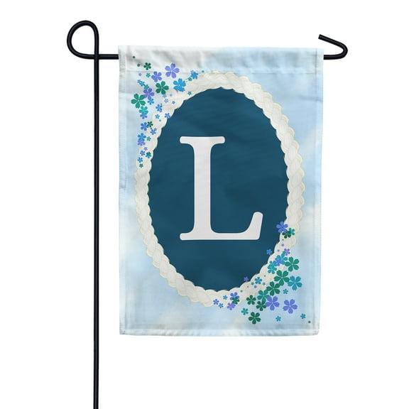 America Forever Spring Monogram Garden Flag Letter L 12.5 x 18 inches Double Sided Vertical Outdoor, Yard, Lawn, Beautiful Flowers, Floral Design, Summer Farmhouse Garden Flag