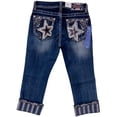 thumbnail image 5 of Grace in LA Women's Western Americana Star Embroidered Capri Cropped Stretch Jeans (25), 5 of 7