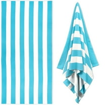 1 Pack Oversized Cotton Beach Towel Pool Towel, 70" x 35" Extra Large Stripe Cotton Beach Blanket for Adults Bath Supplies, Quick Drying Towel Swimming Towel, Travel Lightweight Sandproof(Sky Blue)