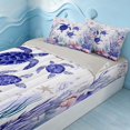 thumbnail image 2 of Erosebridal Ocean Turtle Zipper Queen Comforter Set with Fitted Sheet and 2 Pillowcases, Sea Animal Zipper Bedding Set, Gray Reversible, 2 of 7