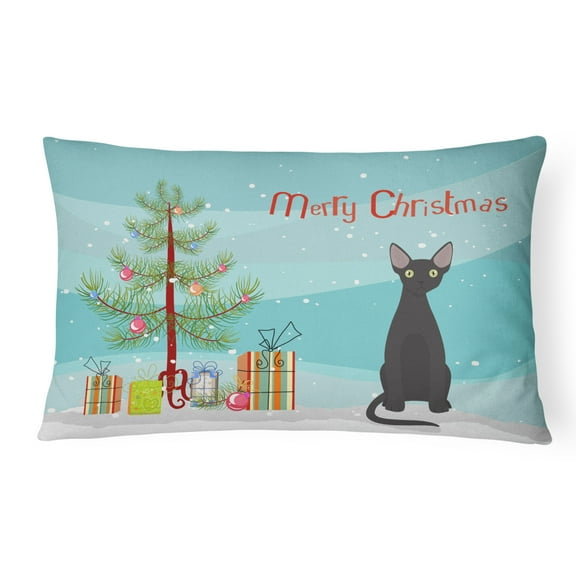Carolines Treasures CK4764PW1216 Devon Rex 3 Cat Merry Christmas Canvas Fabric Decorative Pillow, 12H x16W, multicolor
