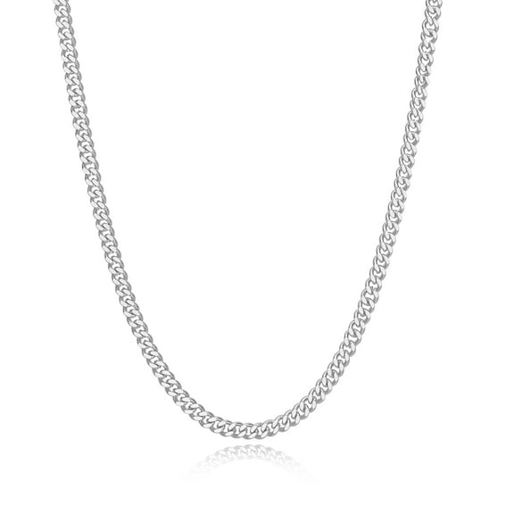 Reoxvo 5mm Silver Chain for Men,Stainless Steel Cuban Link Chain Necklace for Men ,Mens Chain Necklaces Silver 16,18,20,22,24 Inch