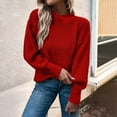 thumbnail image 3 of Lovskoo Sweaters for Women Casual Trendy Pullover Long Sleeve Round-Neck Knitted Sweater Tops Red, 3 of 7