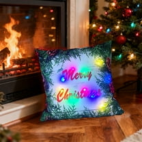 LSLJS Pillow Covers - Christmas Decorations LED Lights Throw Pillow Covers Two Mode Switching Printed for Gifts Sofa Couch Holiday Party, 18x18"
