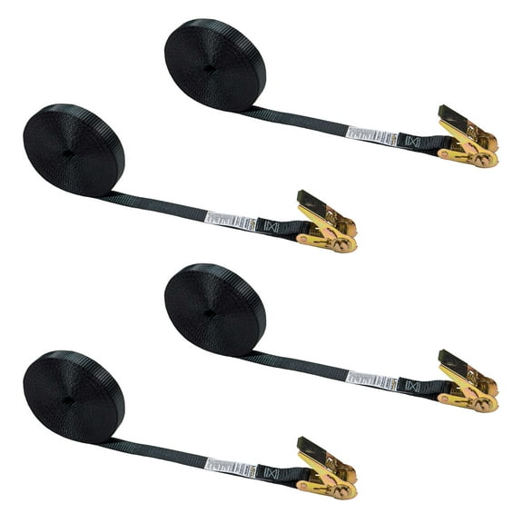 1" x 30' Black Endless Ratchet Strap - No hooks - 4 Pack