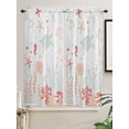 thumbnail image 2 of Bedroom Curtains 63 Inches length, Coastal Turtle Window Treatment Curtain Drapes, Orange Red Coral Green Jellyfish Starfish Rod Pocket Curtain Panels for Living Room Kitchen, 42"x63", 2 Panels, 2 of 7