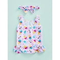 thumbnail image 4 of Gzhioc Kids Girls Cute Casual Swimwear Romper, Cartoon Printed Sleeveless Ruffled Beachwear Bodysuit, 4 of 8
