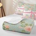 thumbnail image 3 of Erosebridal Princess Ribbon Quilt Full, Cute Bow-Tie Full Bedspread Sets, Reversible, Pastel Mint, 3 Pieces (1 Coverlet and 2 Pillowcases), 3 of 6