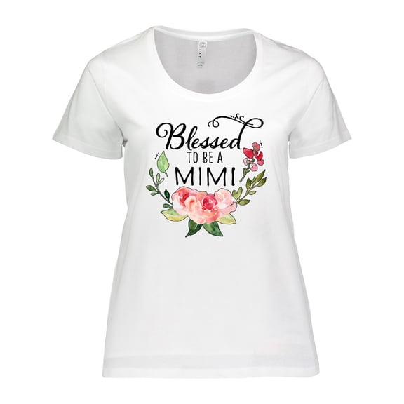 Inktastic Blessed to Be a Mimi with Pink Flowers Women's Plus Size T-Shirt