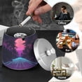thumbnail image 4 of Yayeee Ashtray with Lid for Cigarette Smokeless Stainless Steel Home Ash Holder, Night Neon Road, 4 of 7