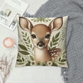 thumbnail image 2 of Leisuo Animals Throw Pillow Covers Deer Rabbit Bear Green Leaves Decorative Pillows Soft Cushion Cases for Couch Sofa Bed Home Decor, 2 of 5