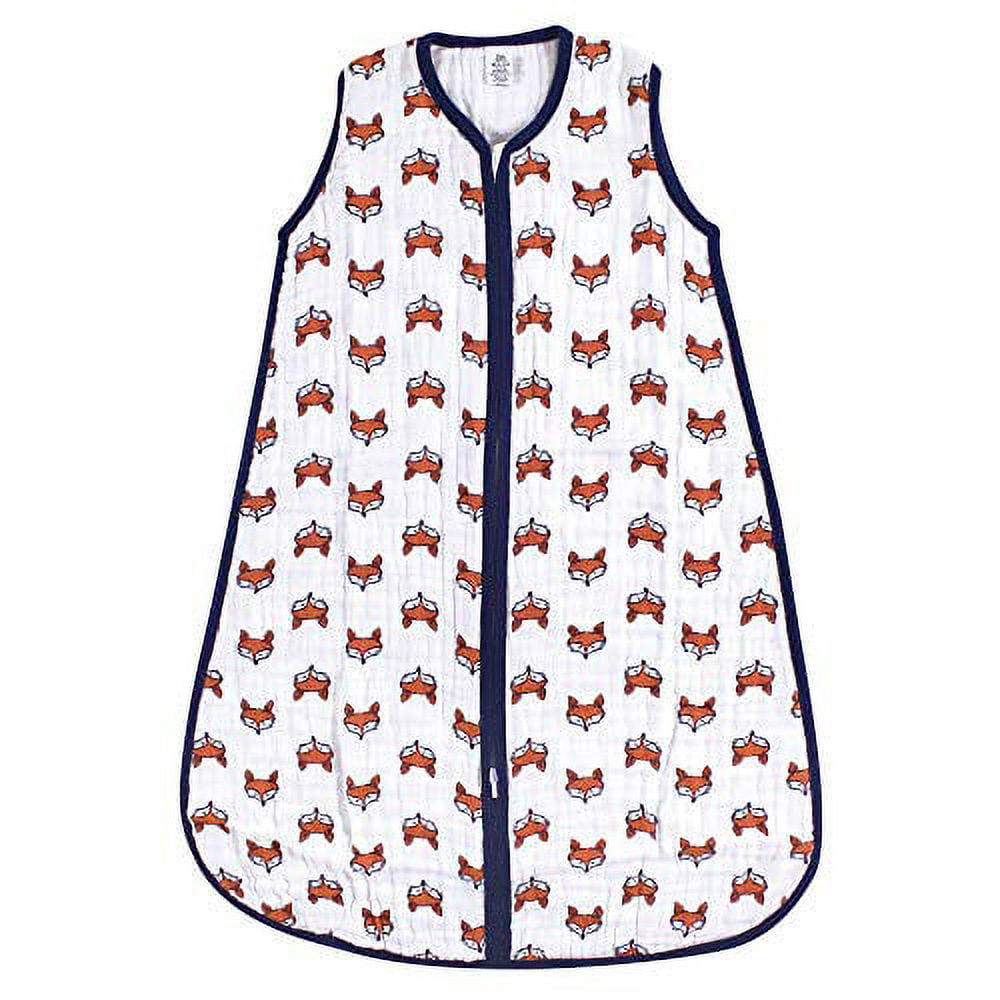 Yoga Sprout Baby Boy Sleeveless Muslin Cotton Sleeping Bag, Sack, Blanket, Clever Fox, 6-12 Months