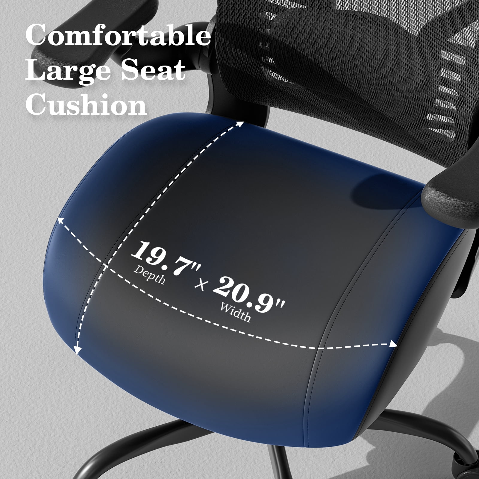 Ninecer Mesh Office Chair, PU Leather Cushion with Lumbar Support & 3D Armrests, Ergonomic Computer Desk Chair for Home Office, Adjustable Height Swivel Task Chair, 350lbs, Black