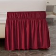 thumbnail image 4 of RUseeN Wrap Around Ruffled Bed Skirt with Adjustable Elastic Belt - 15 Inch Drop Easy to Put On, Wrinkle Free Bedskirt Dust Ruffles, Bed Frame Cover for Queen Size Beds, Burgundy, 4 of 7