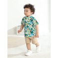 thumbnail image 2 of Toddler Infant Baby Boy Clothes Set Short Sleeve Button Down Shirt Shorts Summer Outfits (3-4T, Green), 2 of 6